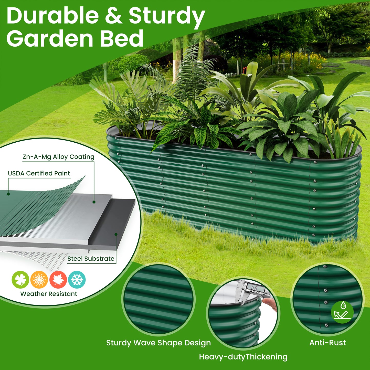 Nossta Oval Raised Planter Beds Outdoor for Vegetables, Gardening