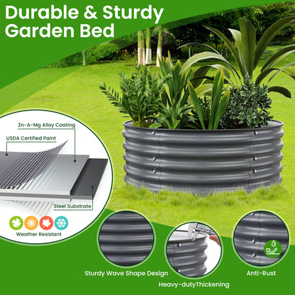 Nossta Round Galvanized Raised Garden Bed  for Gardening, Vegetables