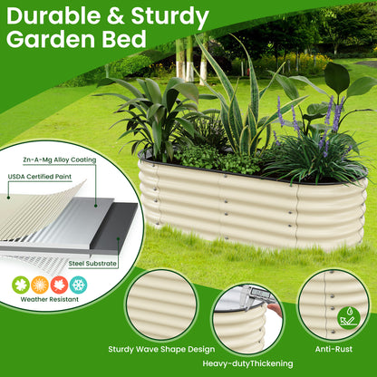 Nossta Galvanized Raised Garden Bed Outdoor with Rubber Edge