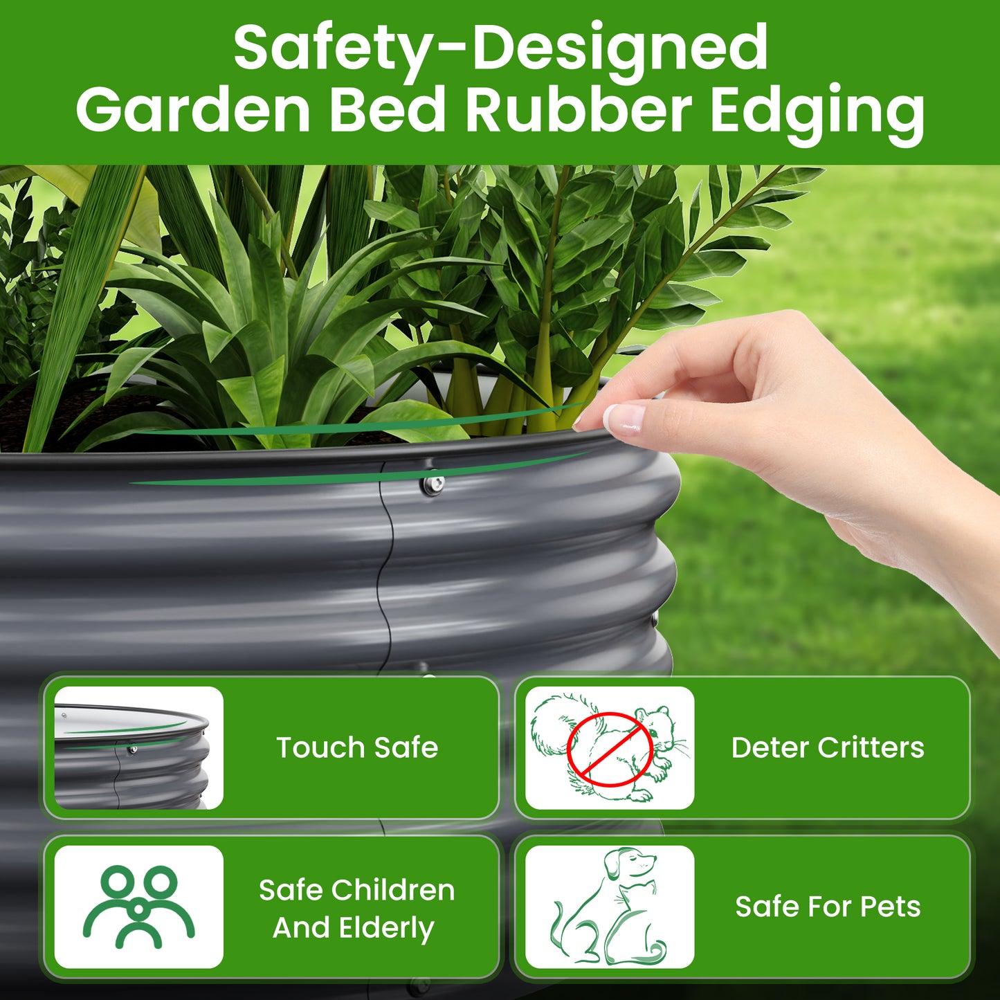 Nossta Round Galvanized Raised Garden Bed  for Gardening, Vegetables