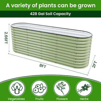 Nossta 32"Tall 8x2Ft Extra Tall Planter Box with Bracing Rods (9 In 1)