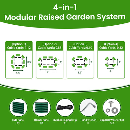 Nossta Raised Garden Bed 5x2x1.4 Ft Planter Box with Rubber Edge