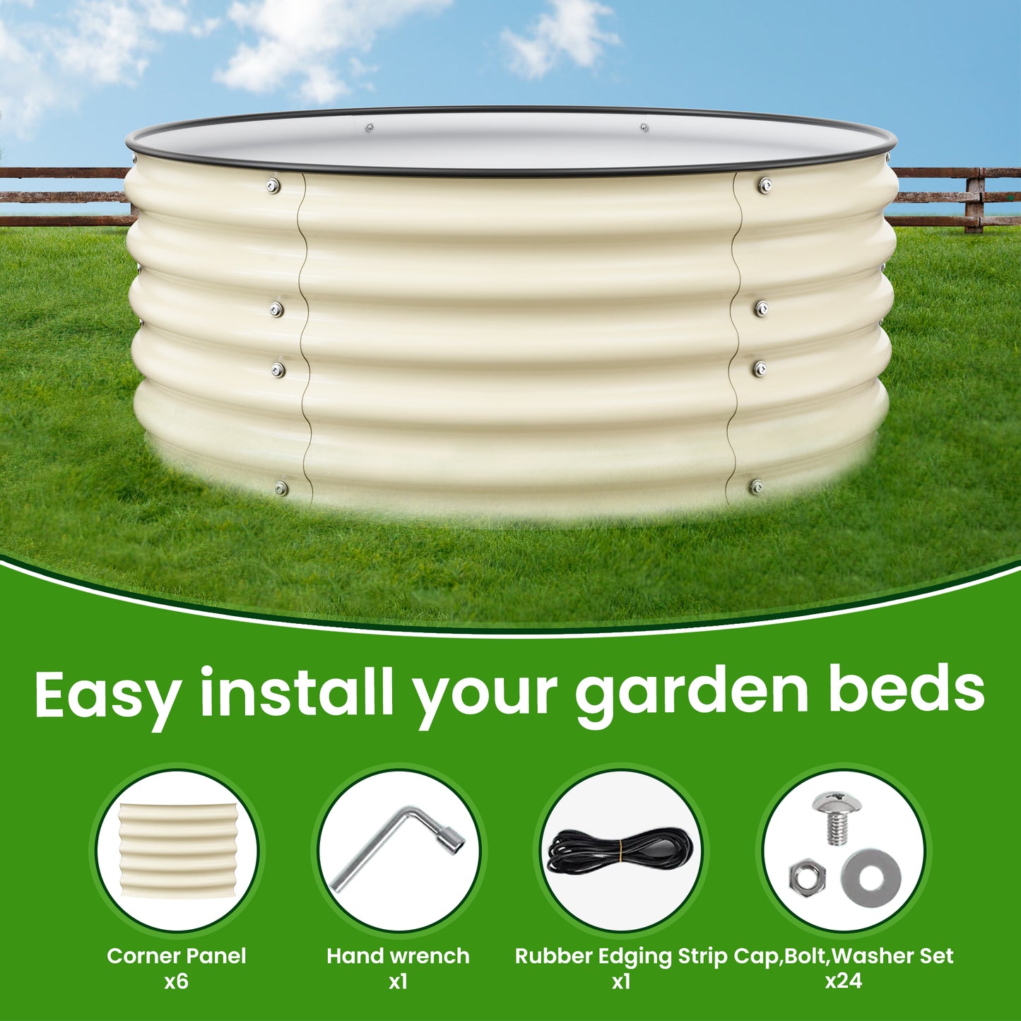 Nossta 17'' Tall Round Raised Garden Bed for Planting Vegetables