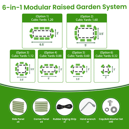 Nossta 17'' Tall 6.5X2 Galvanized Metal Raised Garden Box(6 In 1)