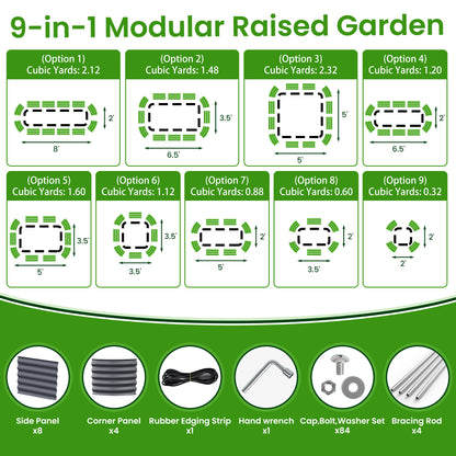 Nossta 8x4x2.66ft Galvanized Metal Raised Garden Bed for Vegetables