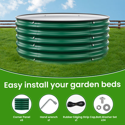 Nossta Round Raised Garden Beds, Outdoor Galvanized Garden Planter Box