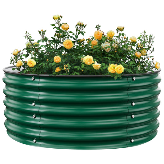 Nossta Round Raised Garden Beds, Outdoor Galvanized Garden Planter Box