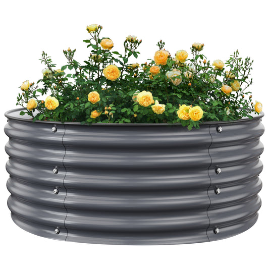 Nossta Round Galvanized Raised Garden Bed  for Gardening, Vegetables